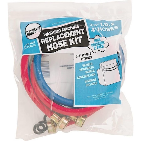 Protectionpro 4 ft. Washing Machine Hose of EPDM Rubber with Fitting Washers - Black - 4 ft. PR3675221